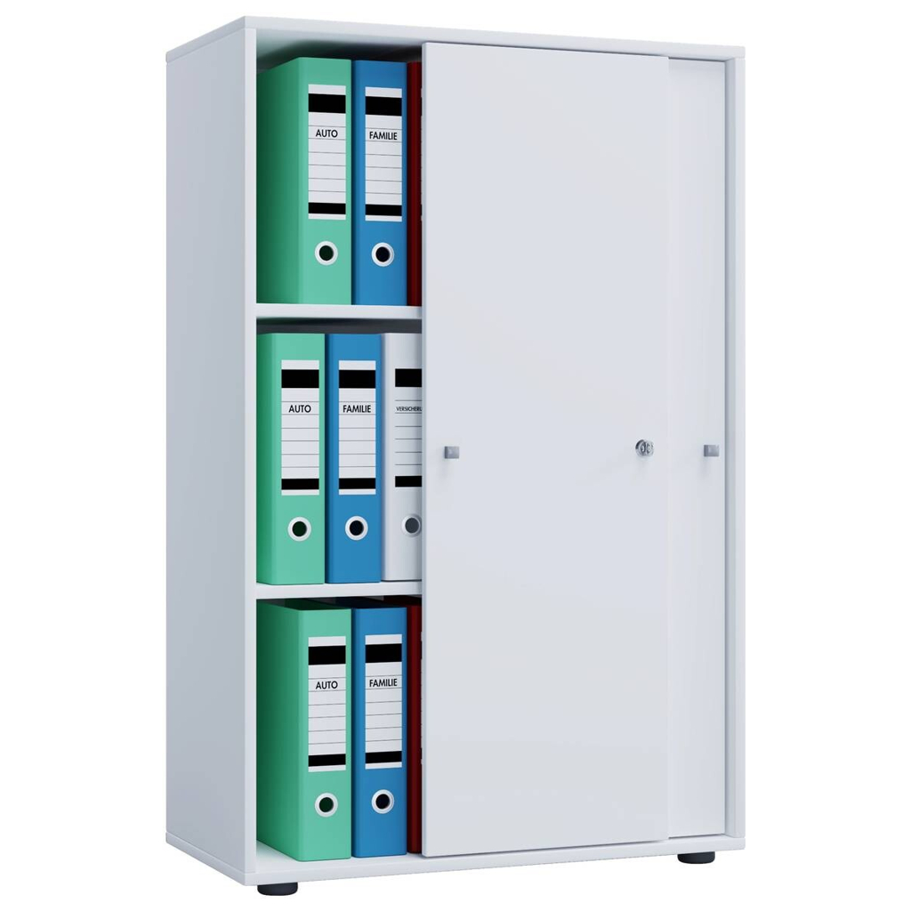 Büroschrank Lona XL mit Schiebetüren weiß B/H/T: ca. 70x110x37 cm