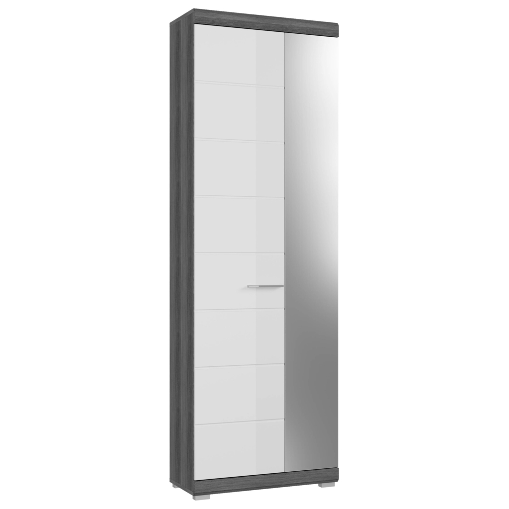 Garderobenschrank SCOUT Rauchsilber Nachbildung weiß Hochglanz B/H/T: ca. 62x197x37 cm