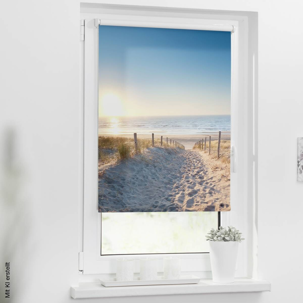 LICHTBLICK Rollo Ostseestrand blau B/L: ca. 90x150 cm