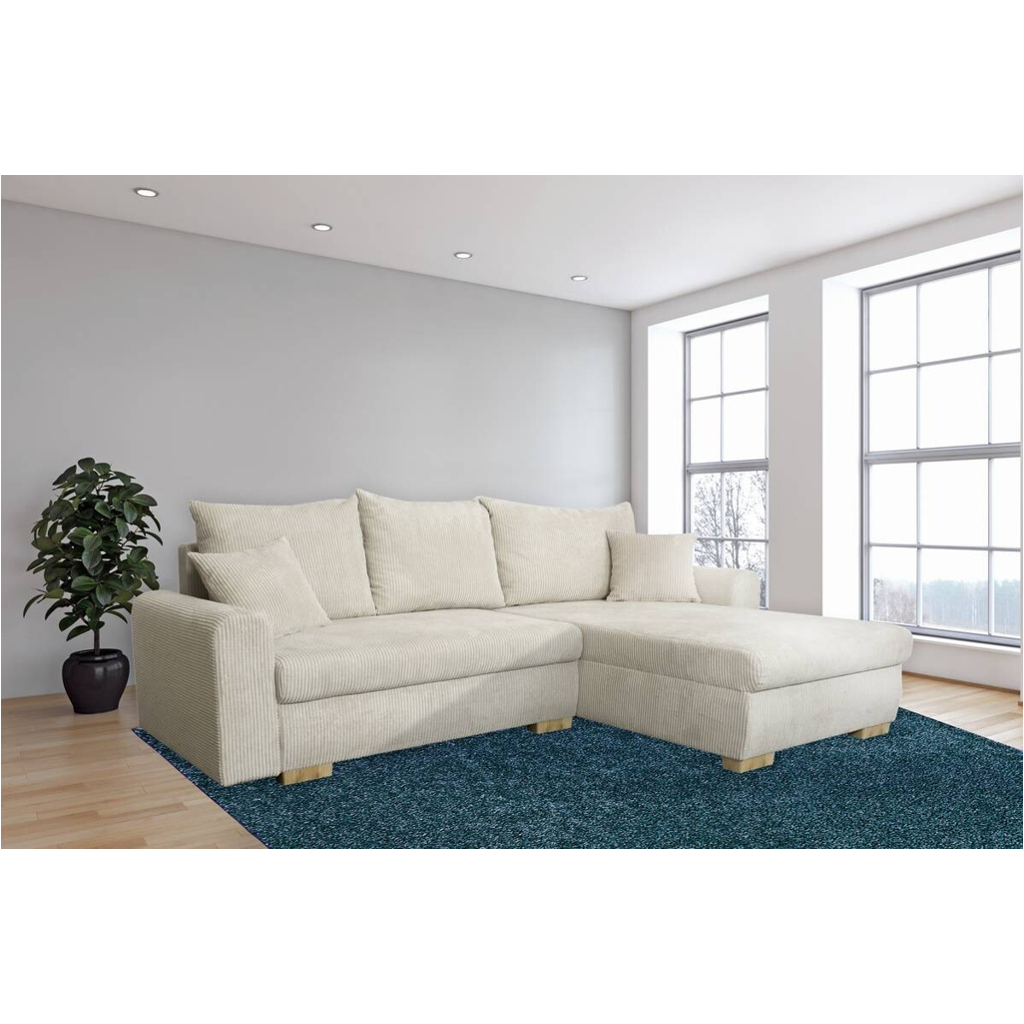 Ecksofa mit Bettfunktion und Bettkasten beige Microfaser B/H/T: ca. 224,5x90x168 cm