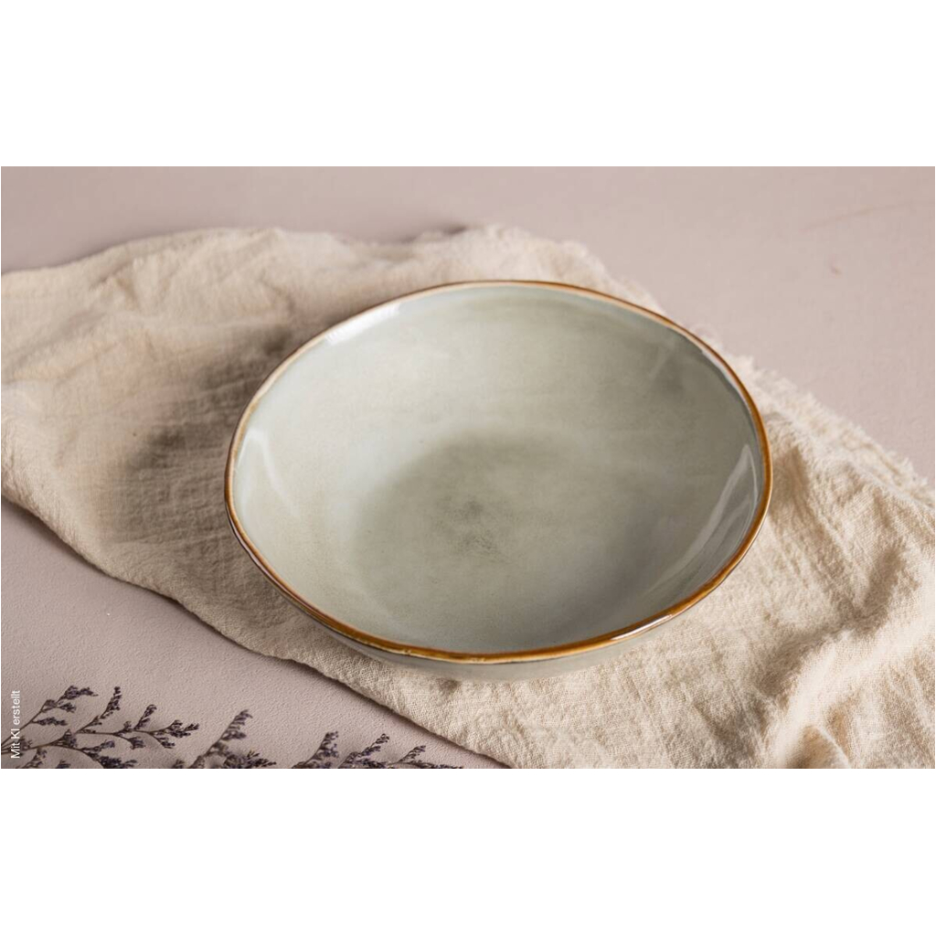 Teller beige Steinzeug D: ca. 18,5 cm