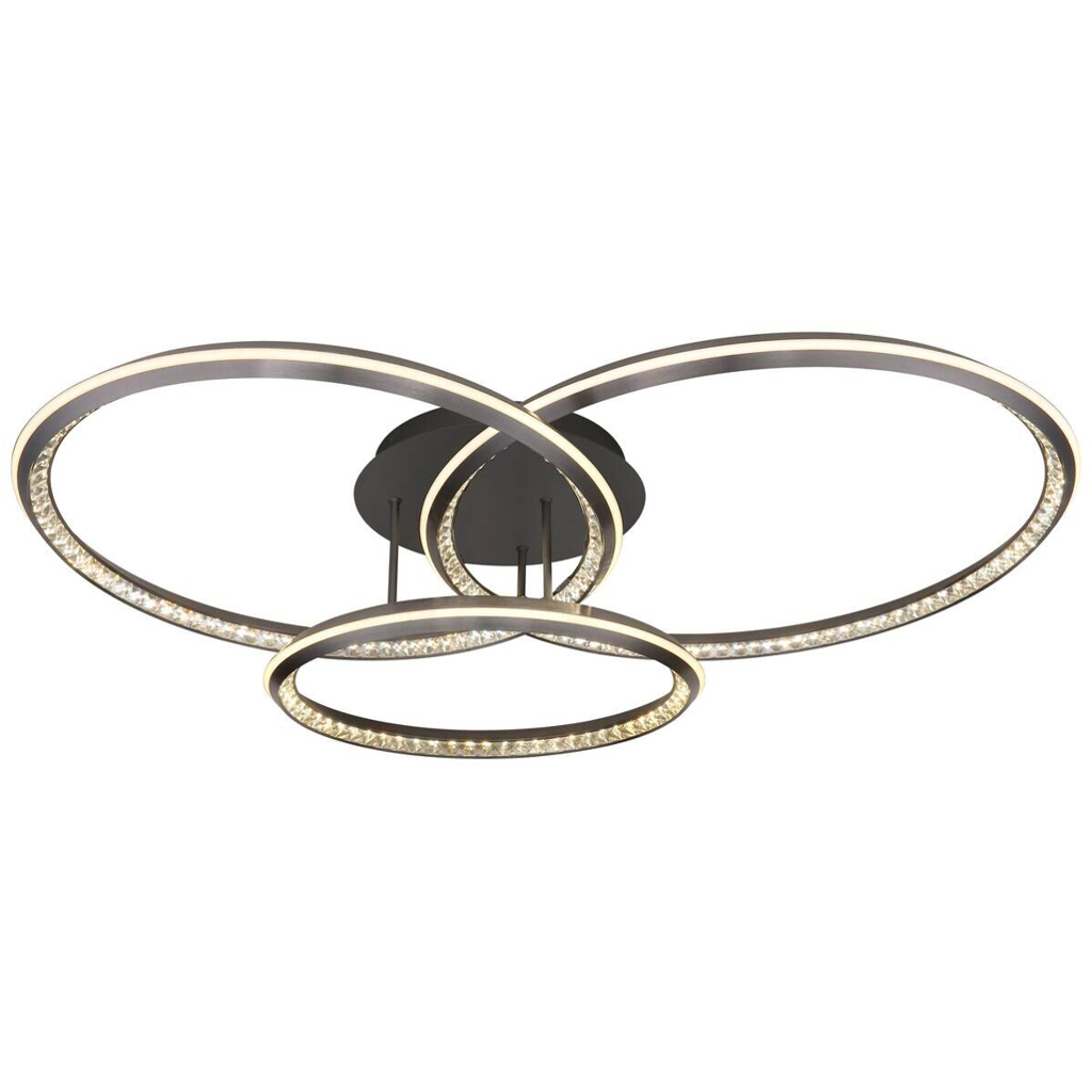 GLOBO LED-Deckenleuchte ALAINA 67329-72 Opal grau klar Kunststoff Metall B/H/L: ca. 109,5x20,5x80,5 cm 1 Brennstellen