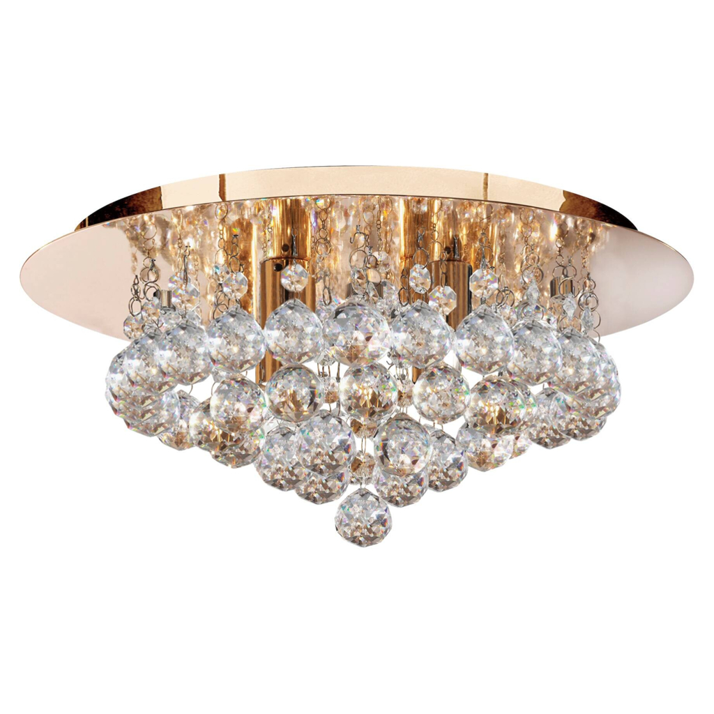Searchlight Deckenleuchte Hanna gold transparent Stahl Glas B/H/T/D: ca. 35x17,5x17,5x35 cm G9 4 Brennstellen
