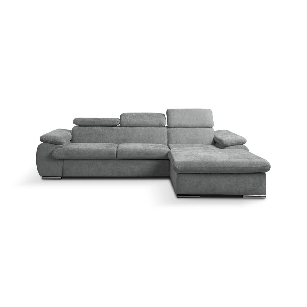 Ecksofa mit Bettfunktion und Bettkasten hellgrau Polyester B/H/T: ca. 284x102x196 cm