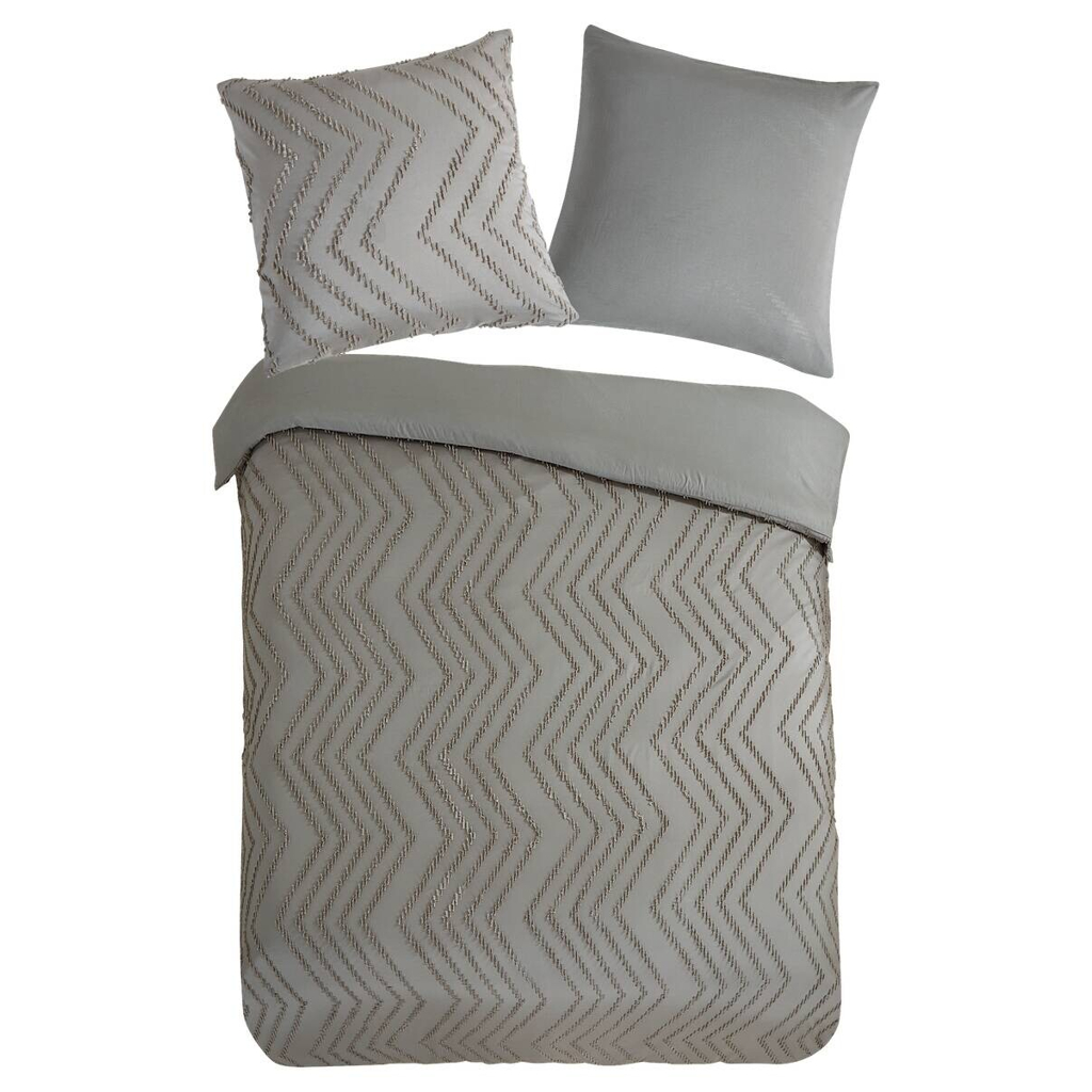 Microfaser Bettwäsche Zigzag taupe Polyester B/L: ca. 135x200 cm