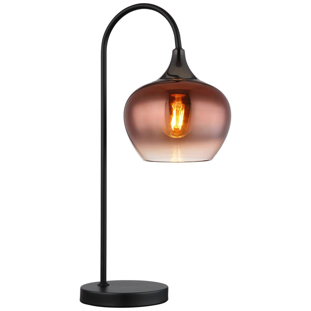 GLOBO Tischleuchte Chromix Anthrazit Kupfer mattschwarz Glas Metall B/H/T/L: ca. 16x54x27,5x27,5 cm E27 1 Brennstellen
