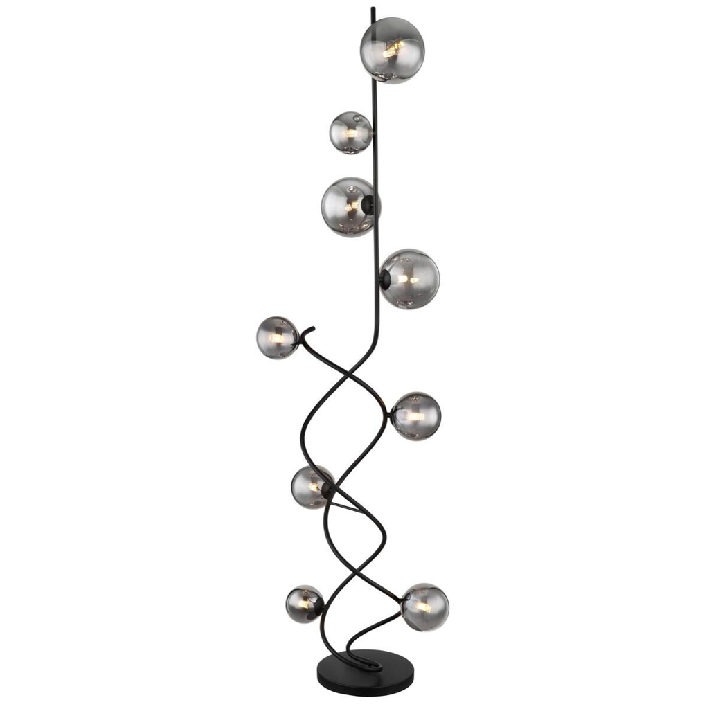 GLOBO Stehlampe schwarz Metall B/H/T: ca. 40x162x42,5 cm G9 9 Brennstellen