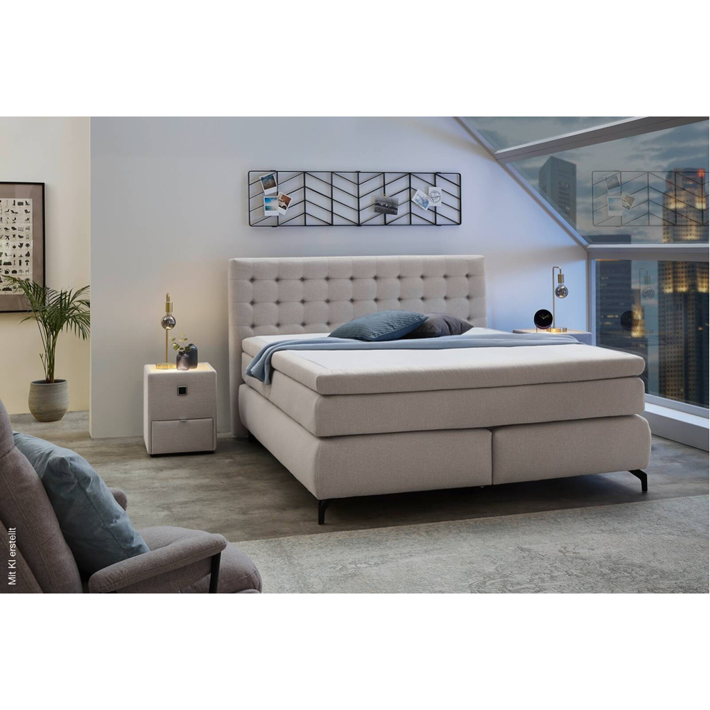 Boxspringbett hellgrau Flachgewebe Liegefläche B/L: ca. 180x200 cm
