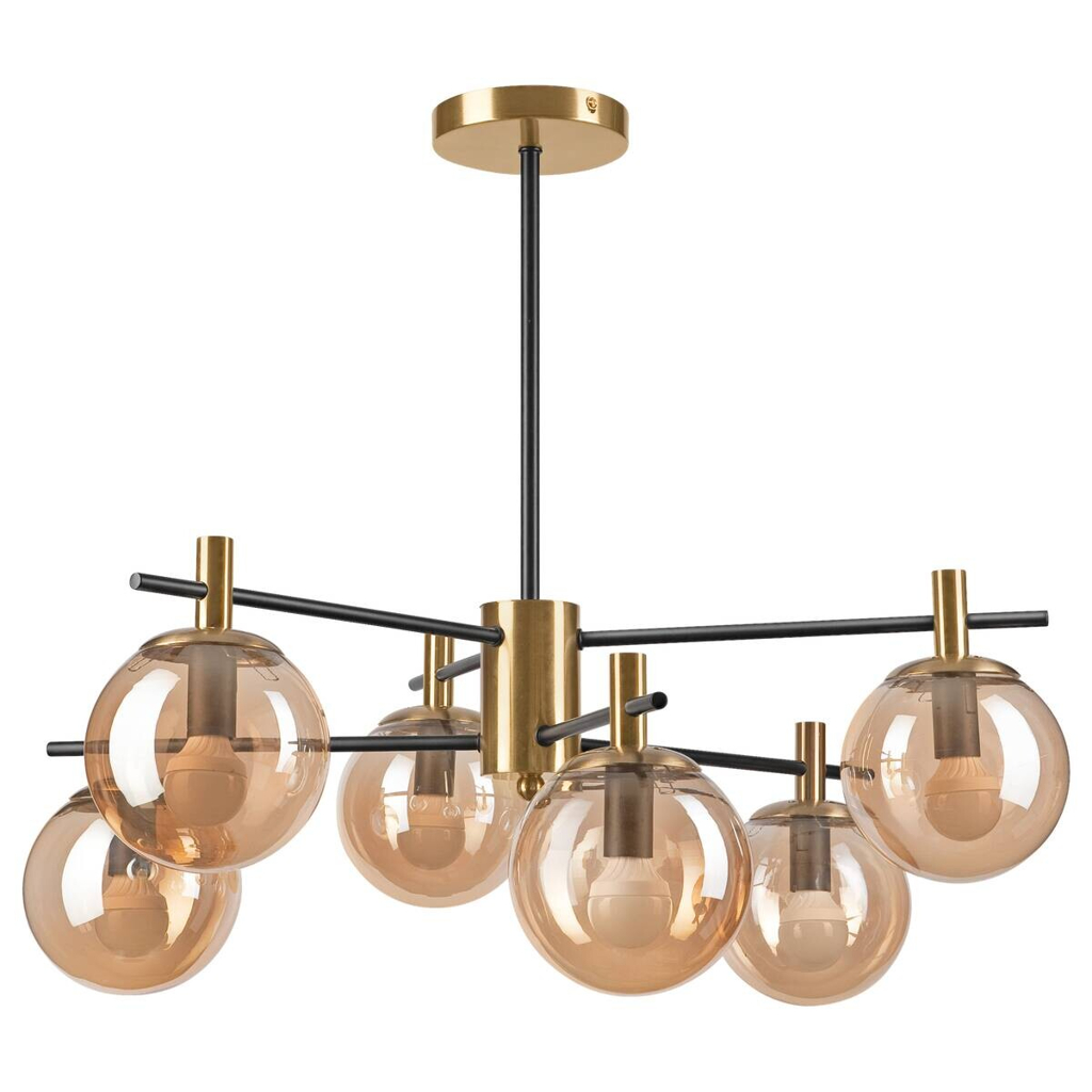 Lamkur Deckenleuchte Lilou gold Stahl Glas B/H/L: ca. 51x53x51 cm E14 6 Brennstellen