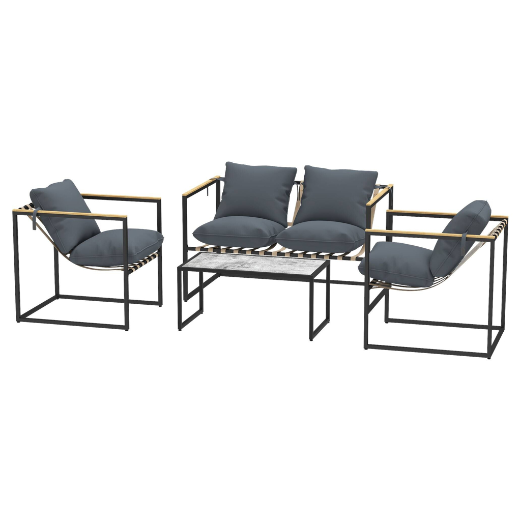 Outsunny Gartenmöbel-Set grau Polyester B/H/L: ca. 70x67x114 cm