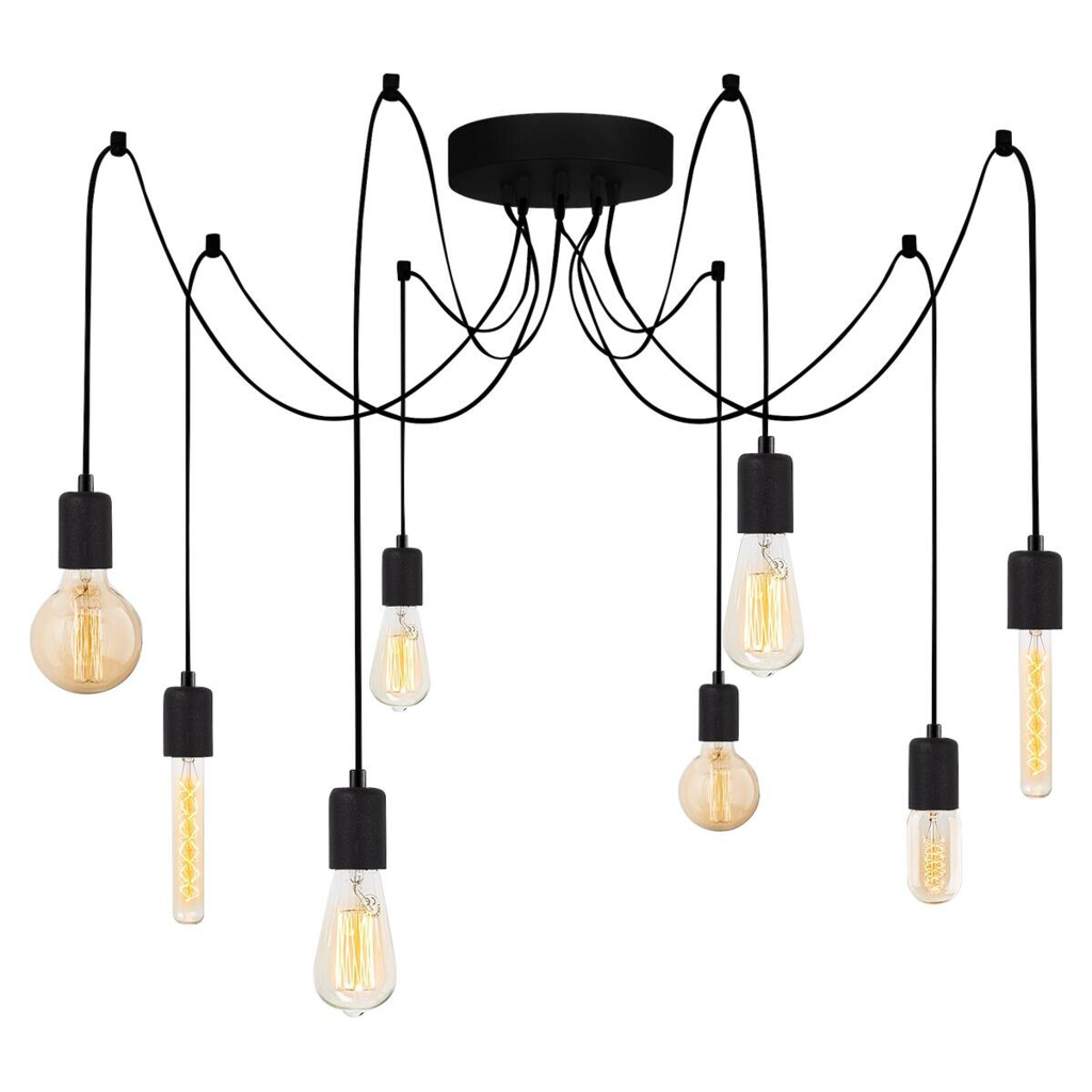 Opviq Pendelleuchte Kabluni schwarz Metall B/H/T/L/D: ca. 156x102x156x156x156 cm E27 8 Brennstellen