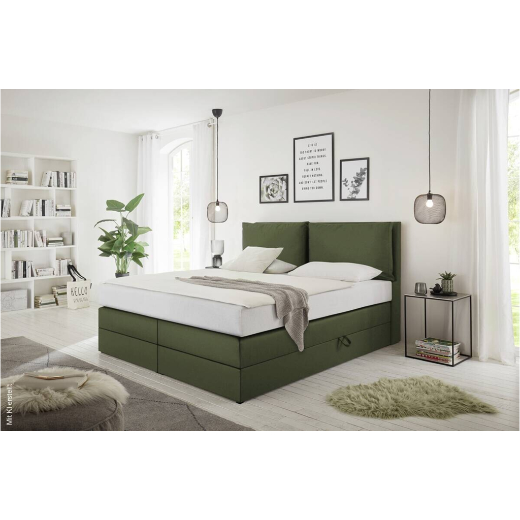 Boxspringbett Lissy olive Liegefläche B/L: ca. 160x200 cm