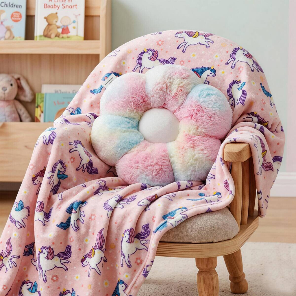 Set bestehend aus Kissen und Kuscheldecke rosa Polyester B/L: ca. 100x127 cm