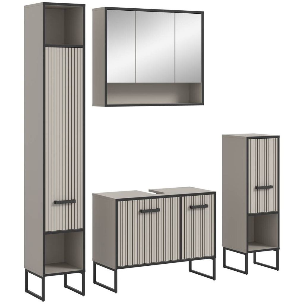 Badezimmer-Set BAGNO schwarz Kaschmirgrau Nachbildung B/H/T: ca. 170x192x36 cm