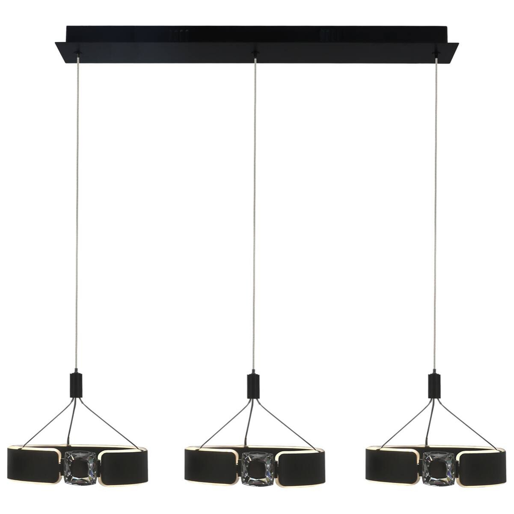 POCOline LED-Pendelleuchte Rings schwarz Metall B/H/L: ca. 22x120x82 cm