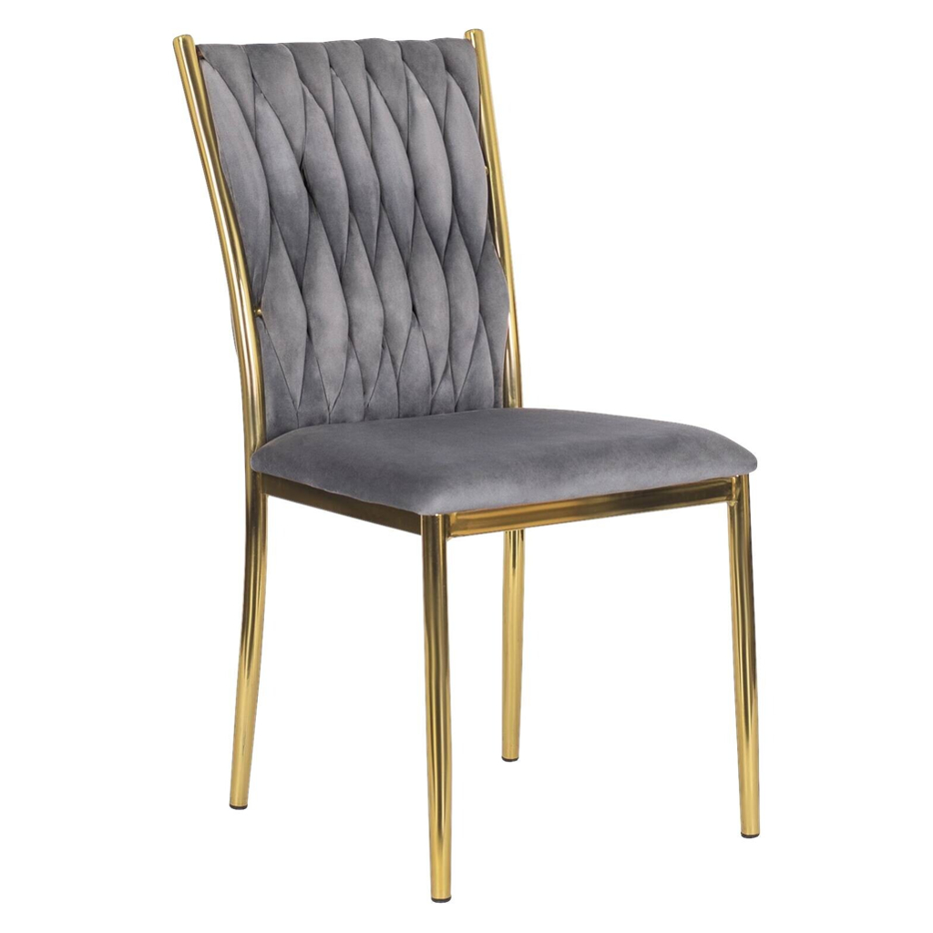 Stuhl DAN grau Velourstoff B/H/T: ca. 48x94x58 cm