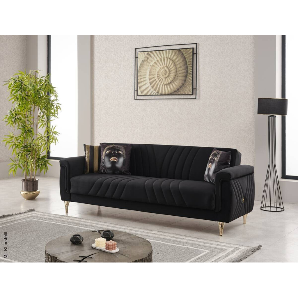 Schlafsofa Lozan schwarz Microfaser B/H/T: ca. 230x86x84 cm