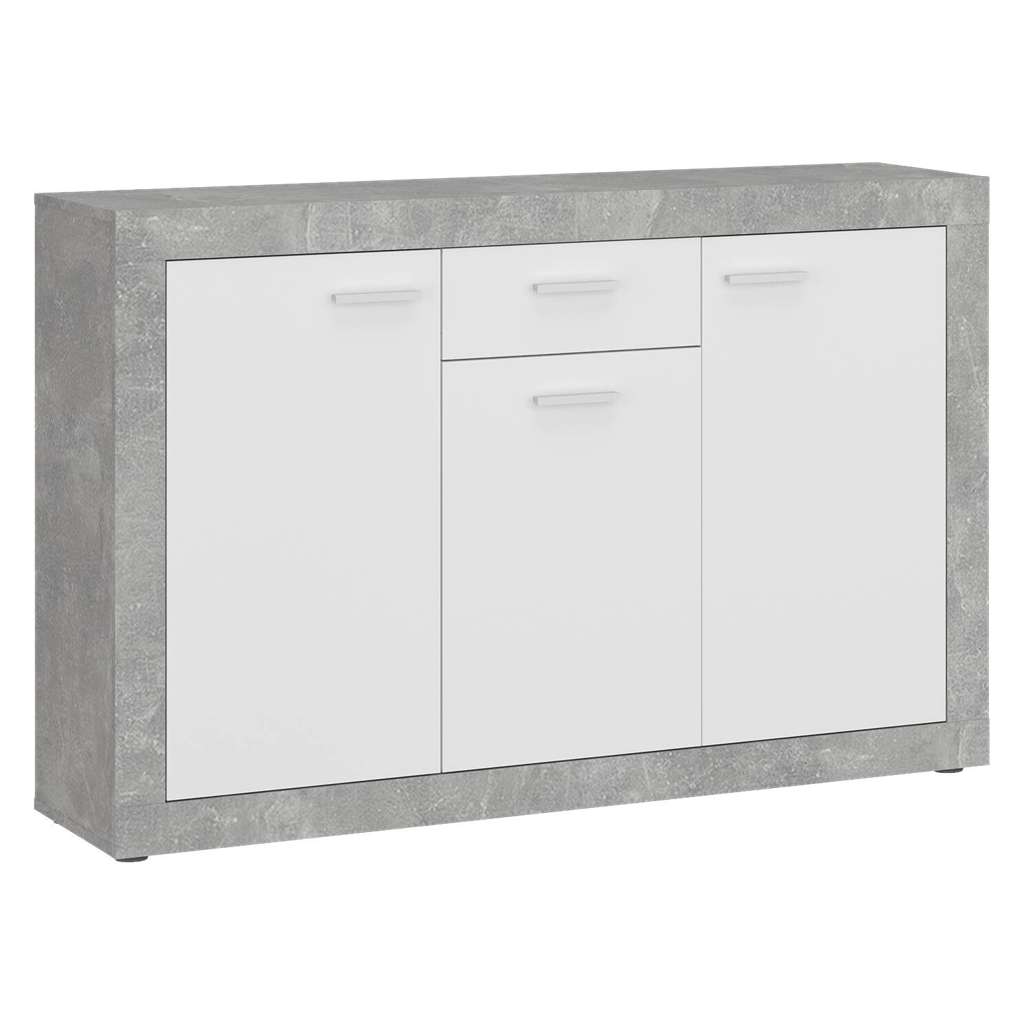 Kommode Focus Beton Optik weiß glänzend B/H/T: ca. 133,9x90x39 cm