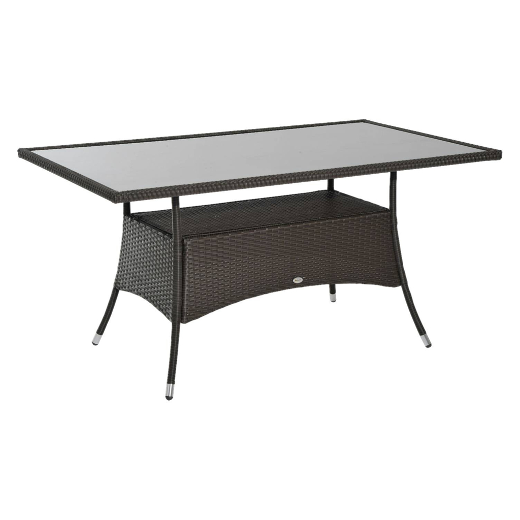 Outsunny Gartentisch schwarz Polyrattan B/H/L: ca. 85x74x150 cm