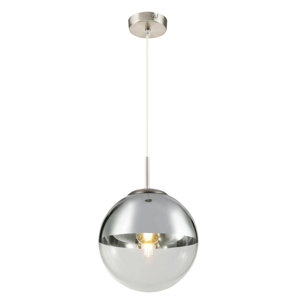 GLOBO Pendelleuchte nickel matt Metall H/D: ca. 120x25 cm E27 1 Brennstellen