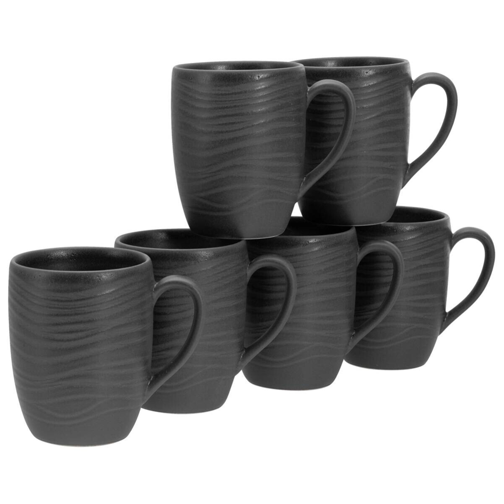 CreaTable Kaffeebecher Lava Stone schwarz Steinzeug 6 tlg.
