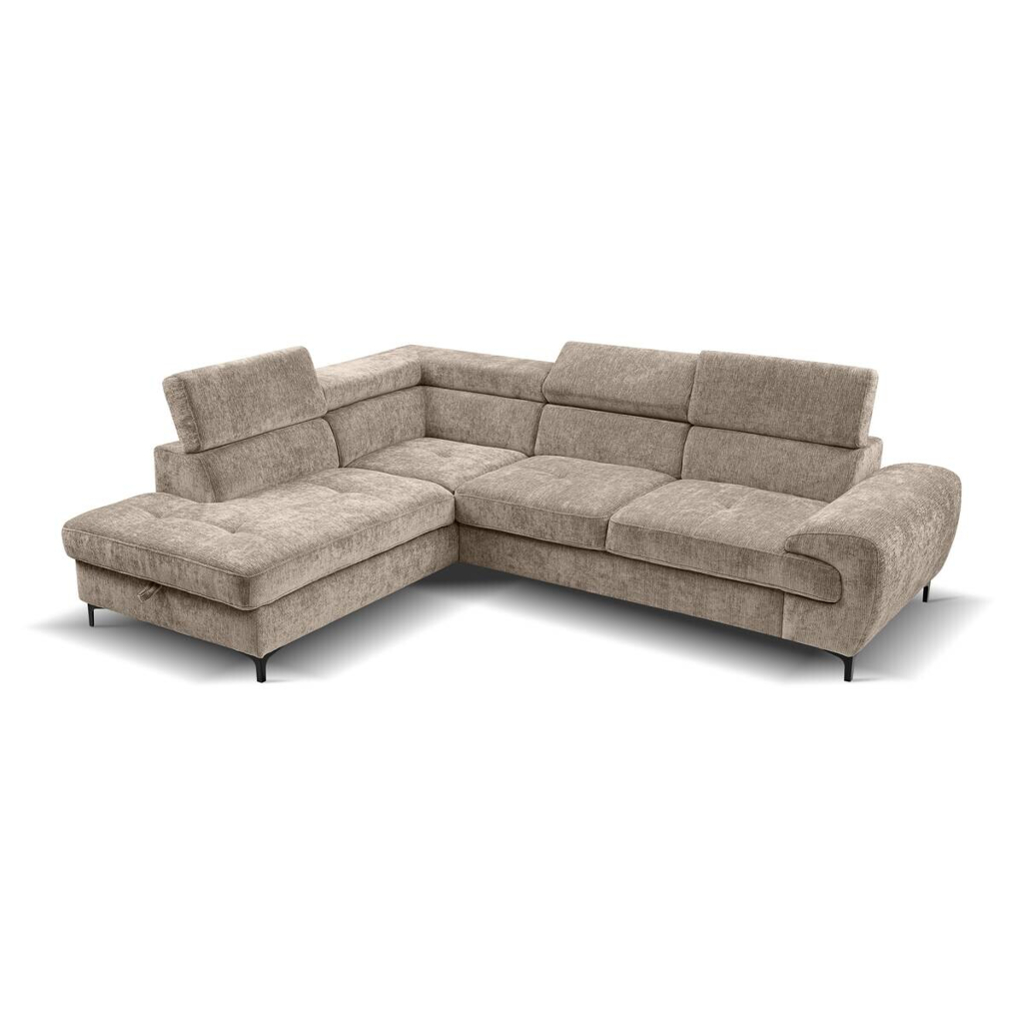Ecksofa mit Bettfunktion und Bettkasten taupe Microfaser B/H/T: ca. 256x73x202 cm
