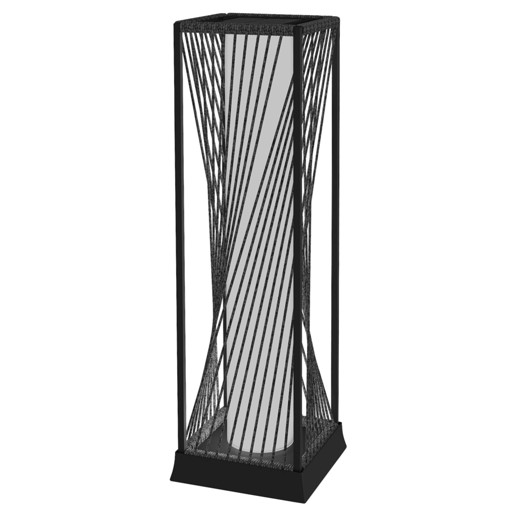Rattan Solarlampe grau Stahl Polyethylen B/H/L: ca. 22x77x22 cm
