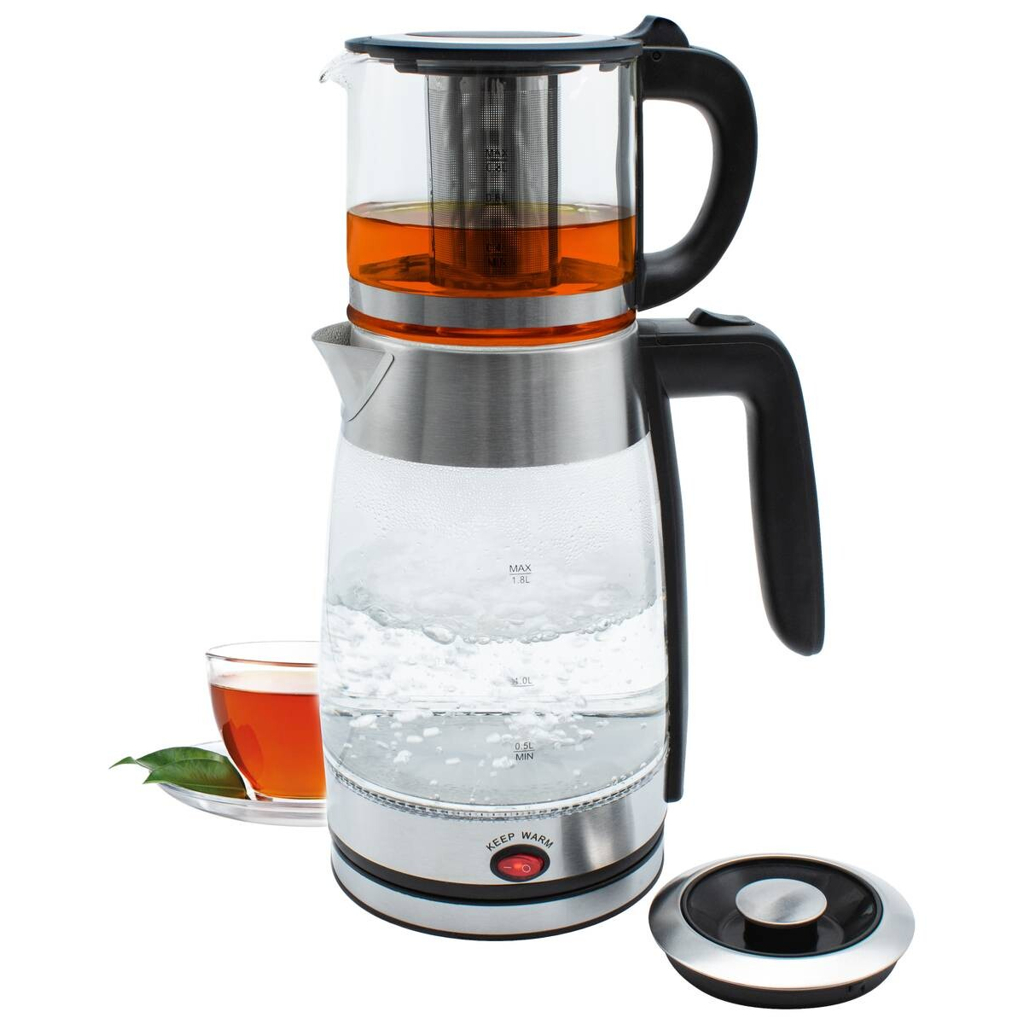 SCHÄFER Teekocher 74268 transparent Glas Stahl ca. 2,6 l