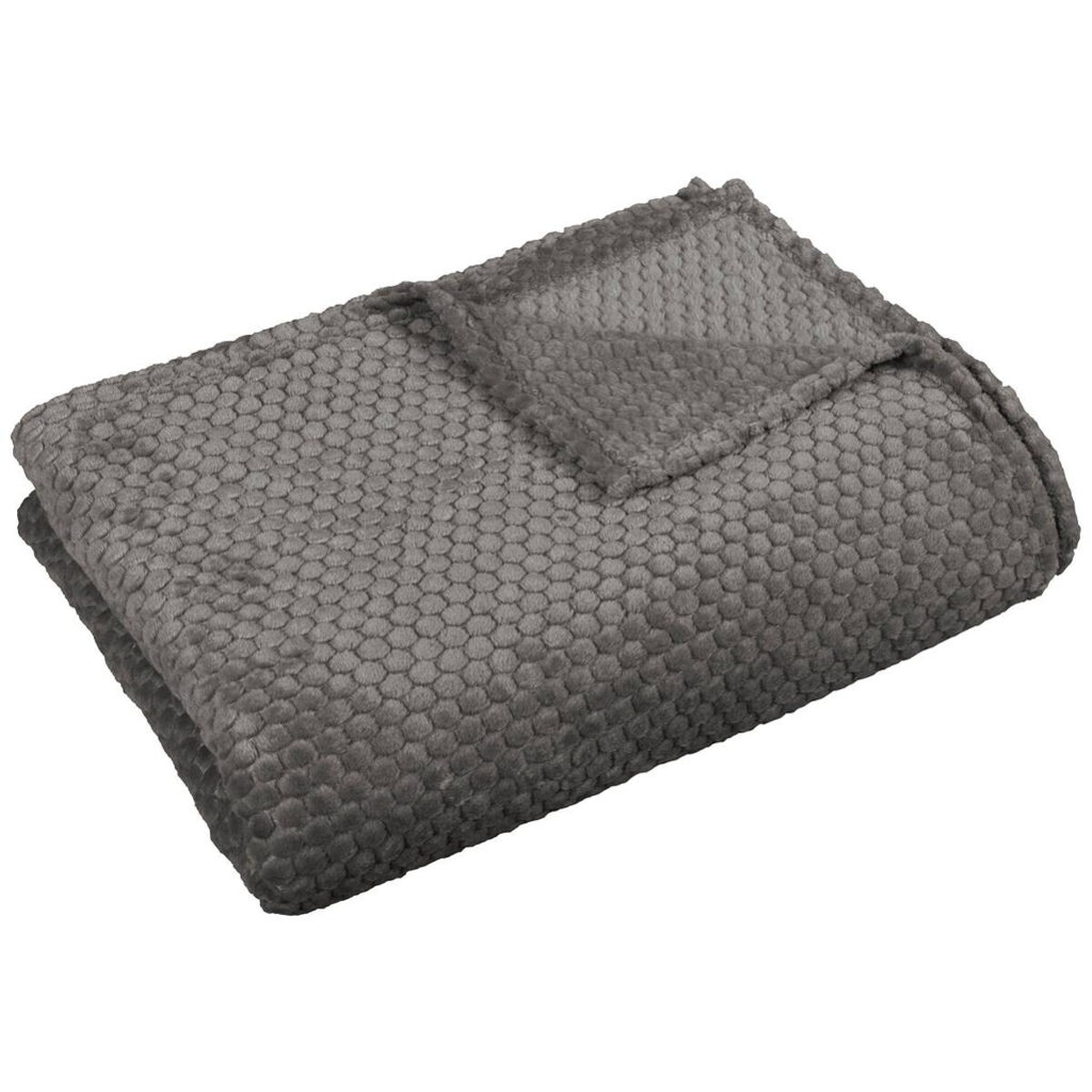 Wohndecke Flanell anthrazit Polyester B/L: ca. 140x200 cm