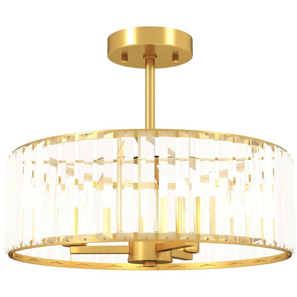 HOMCOM Deckenleuchte gold Metall B/H/L: ca. 39x32x39 cm E14 3 Brennstellen