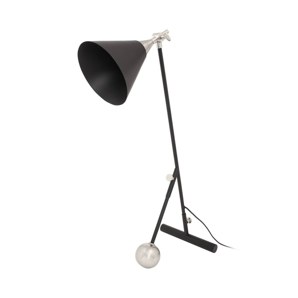 Kayoom Tischleuchte silber schwarz Messing Eisen Aluminium B/H/L: ca. 16x76x50 cm E27 1 Brennstellen