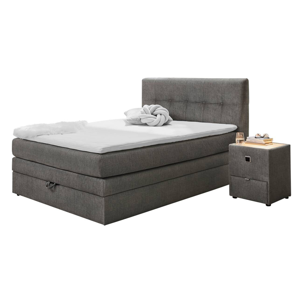 Boxspringbett grau Liegefläche B/L: ca. 140x200 cm
