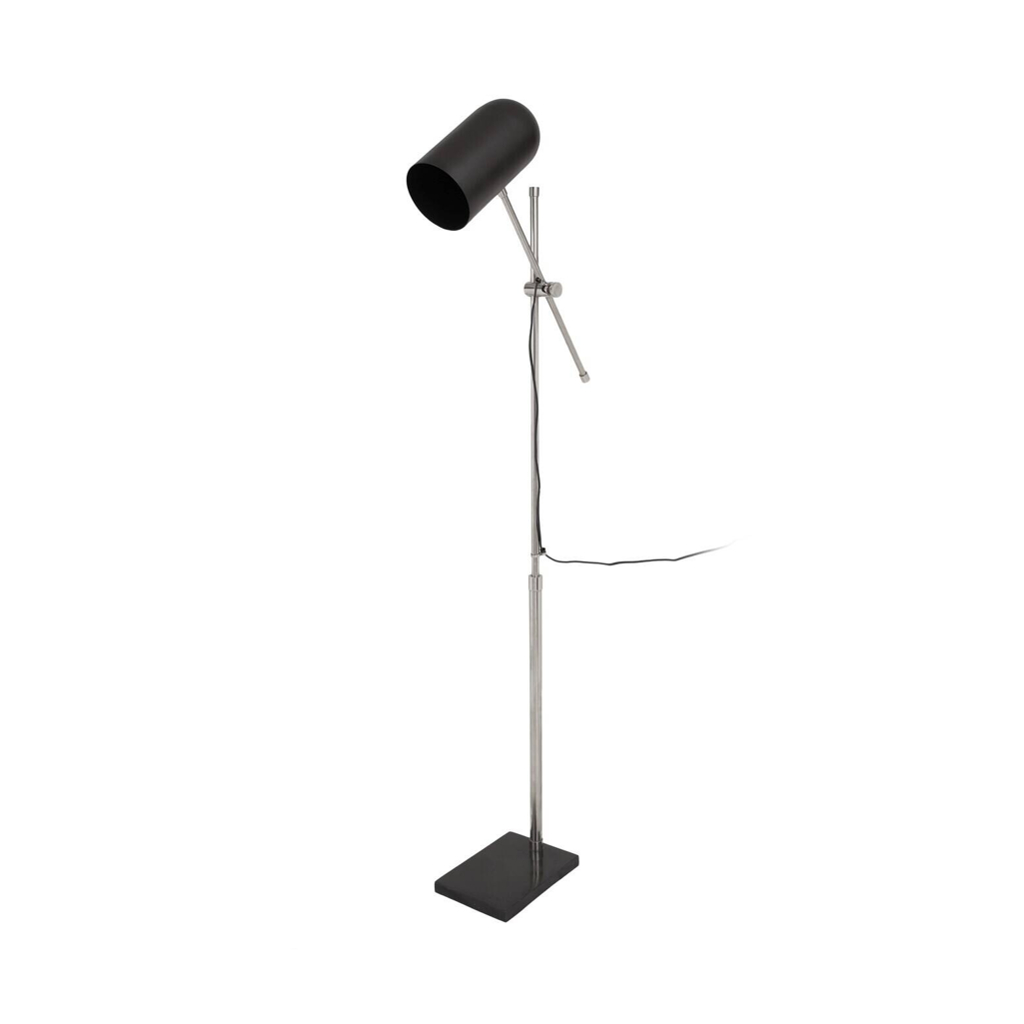 Kayoom Stehlampe schwarz silber Stahl Marmor Eisen B/H/L: ca. 18x138x58 cm E27 1 Brennstellen