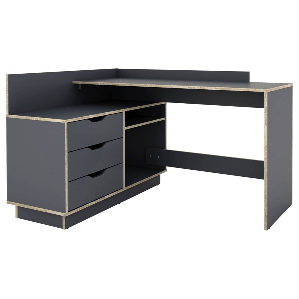 Winkelschreibtisch BELFAST anthrazit Eiche Optik B/H/T: ca. 129x83,5x105 cm