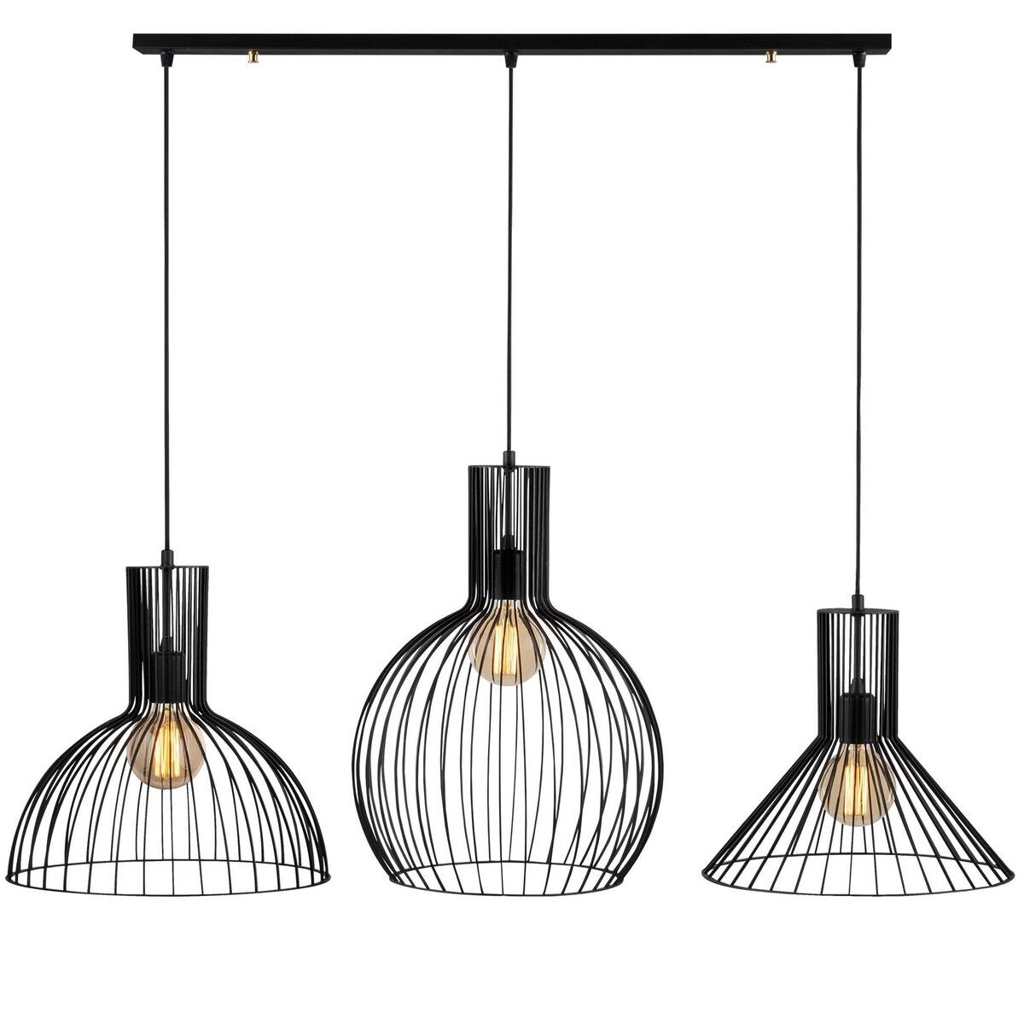 Opviq Pendelleuchte MR-768 schwarz B/H/T/L: ca. 145x158x38x145 cm E27 3 Brennstellen