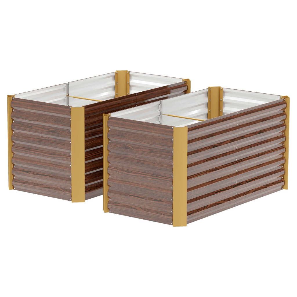 Outsunny Hochbeet 2er Set braun Stahl B/H/L: ca. 60x60x120 cm