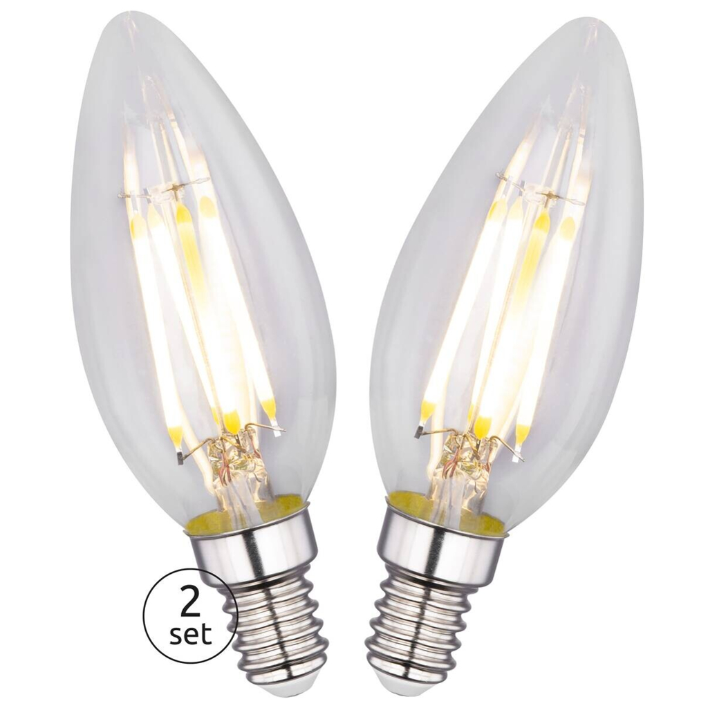 GLOBO LED-Leuchtmittel Kerzenlampe Filamentlampe 10583-2K 2er Pack E14