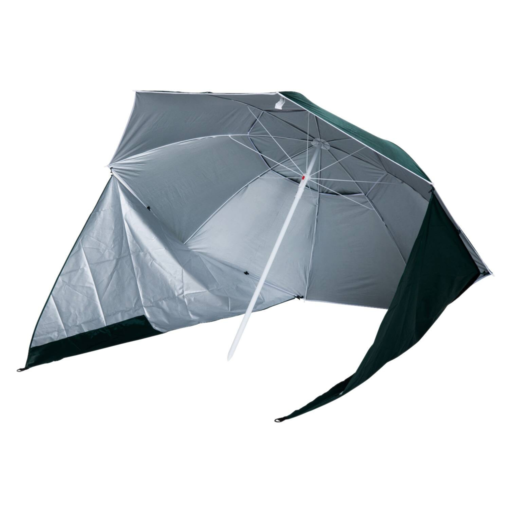 Outsunny Strandschirm-/Strandzelt 2in1 dunkelgrün Metall H/D: ca. 222x210 cm
