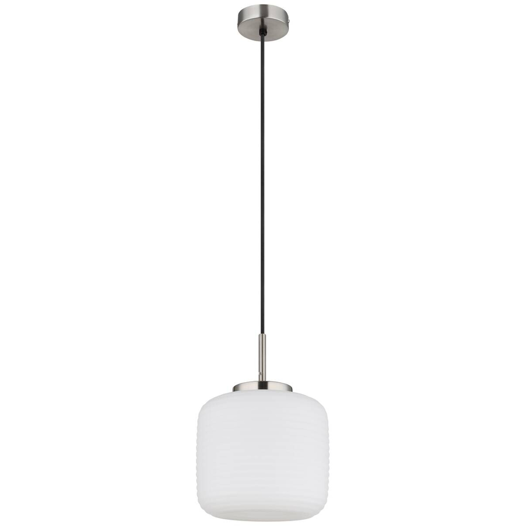 GLOBO Pendelleuchte nickel matt schwarz Opal Metall Glas H/D: ca. 130x24 cm 1 Brennstellen