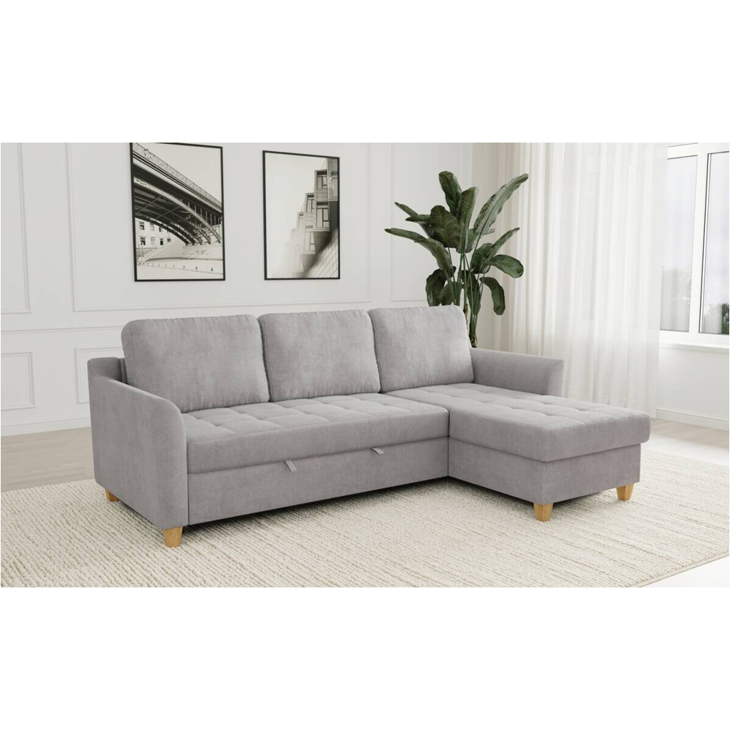 Ecksofa mit Bettfunktion und Bettkasten Ashgrey Microfaser B/H/T: ca. 231x86x150 cm