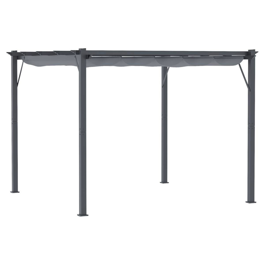 Outsunny Pergola mit Schiebedach grau Aluminium B/H/L: ca. 300x223x300 cm