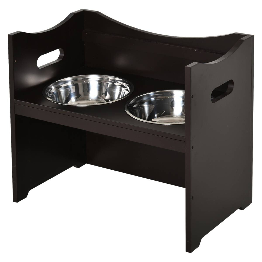 PawHut Futterstation dunkelbraun MDF B/H/T: ca. 54x47x32 cm
