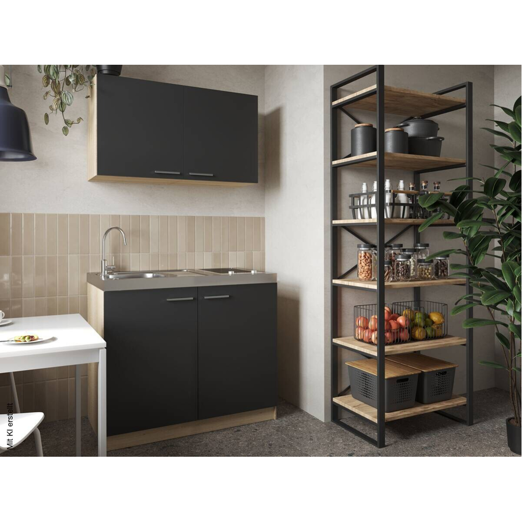 Anbauküchen-Set Merle schwarz B/H/T: ca. 100x200x60 cm