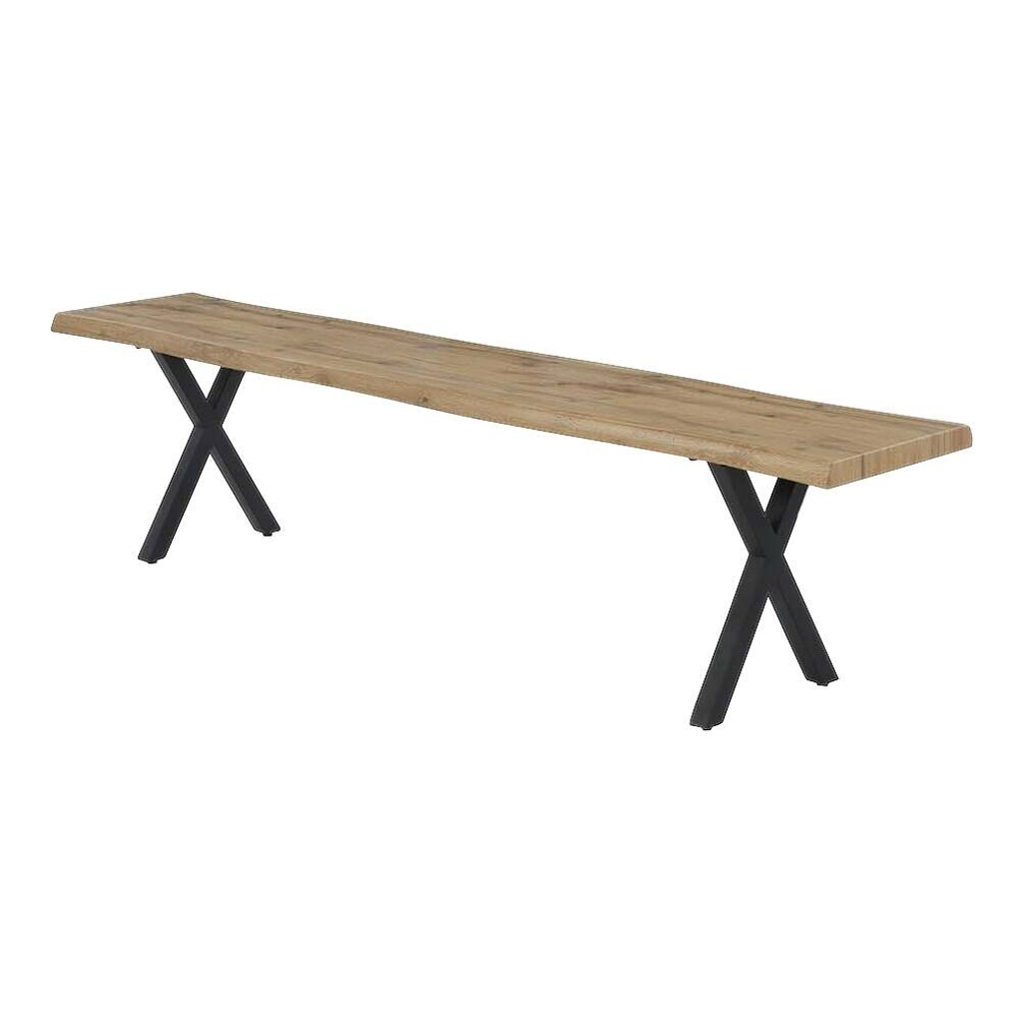 Sitzbank  Wildeiche schwarz Metall B/H/T: ca. 180x49x40 cm