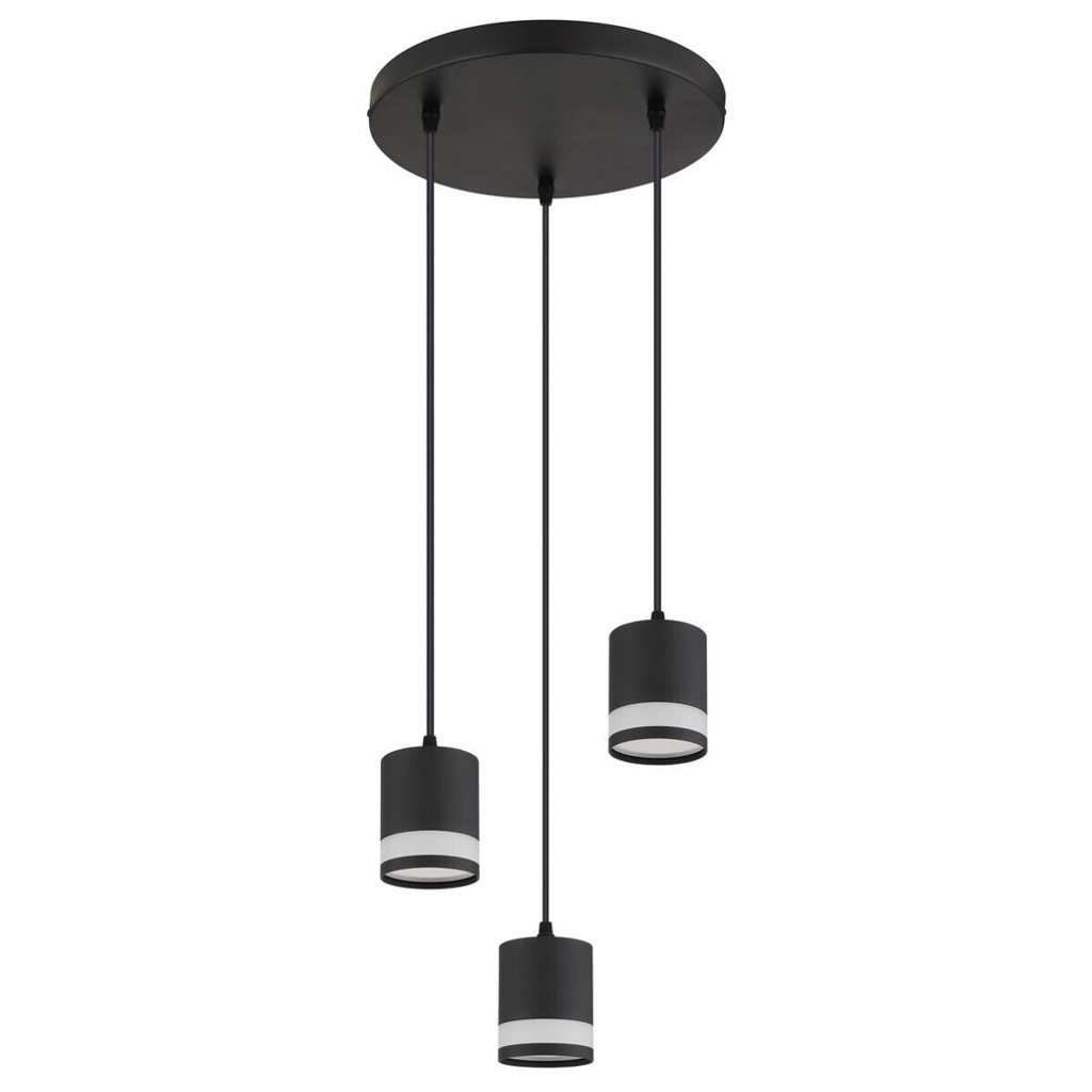 GLOBO Hängeleuchte Opal schwarz Kunststoff Metall H/D: ca. 110x30 cm 3 Brennstellen