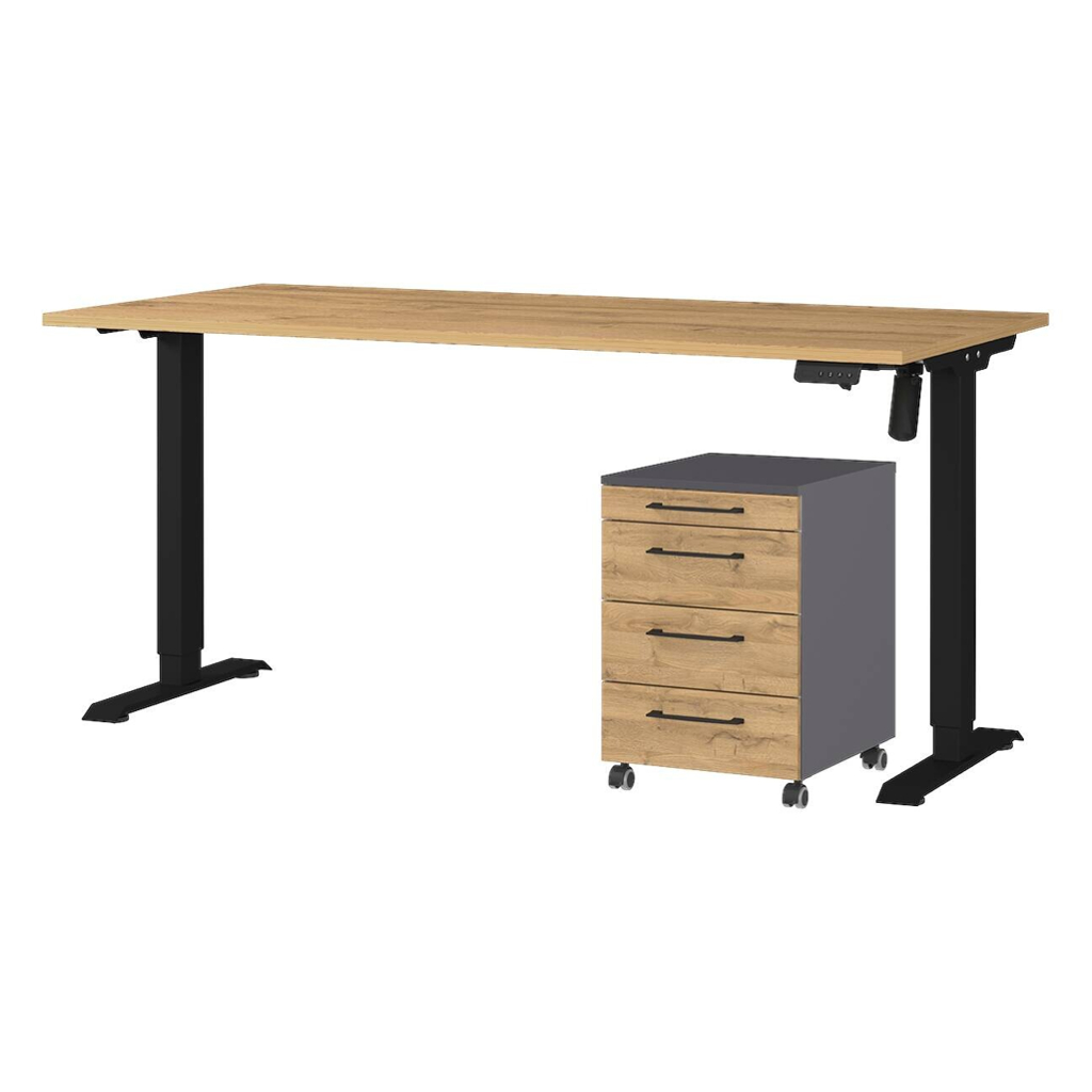 Büro-Sets 9750-582 Eiche Grand-Son Nachbildung Graphit schwarz B/H/T: ca. 217x119x80 cm
