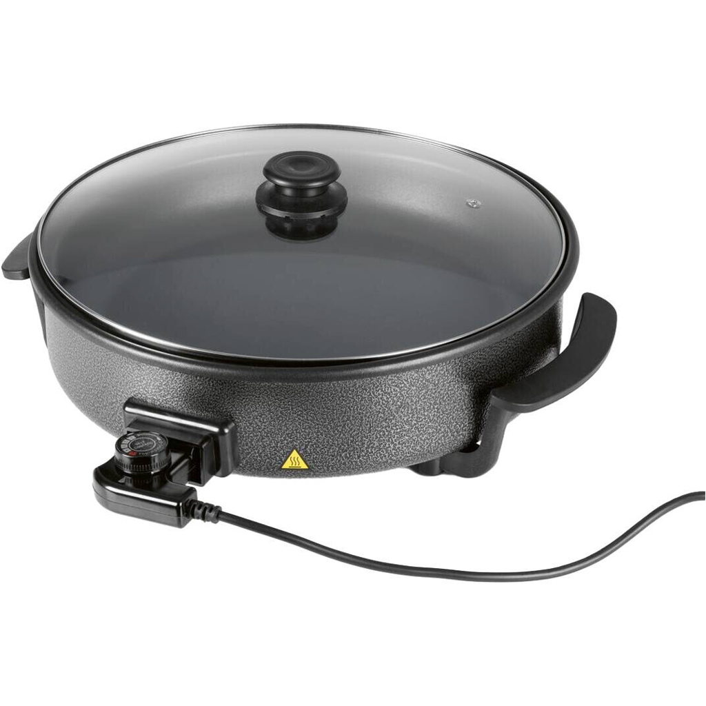 GOURMETmaxx Party-Pfanne schwarz Metall Glas B/H/L/D: ca. 45x17,5x41x40 cm