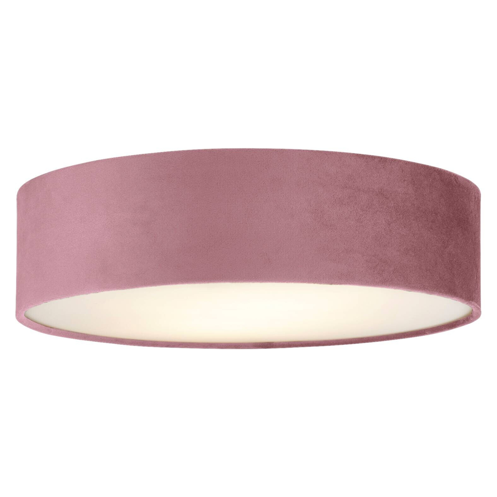 Searchlight Deckenleuchte Drum pink Stahl Samt B/H/L/D: ca. 38x10x38x38 cm E27 2 Brennstellen