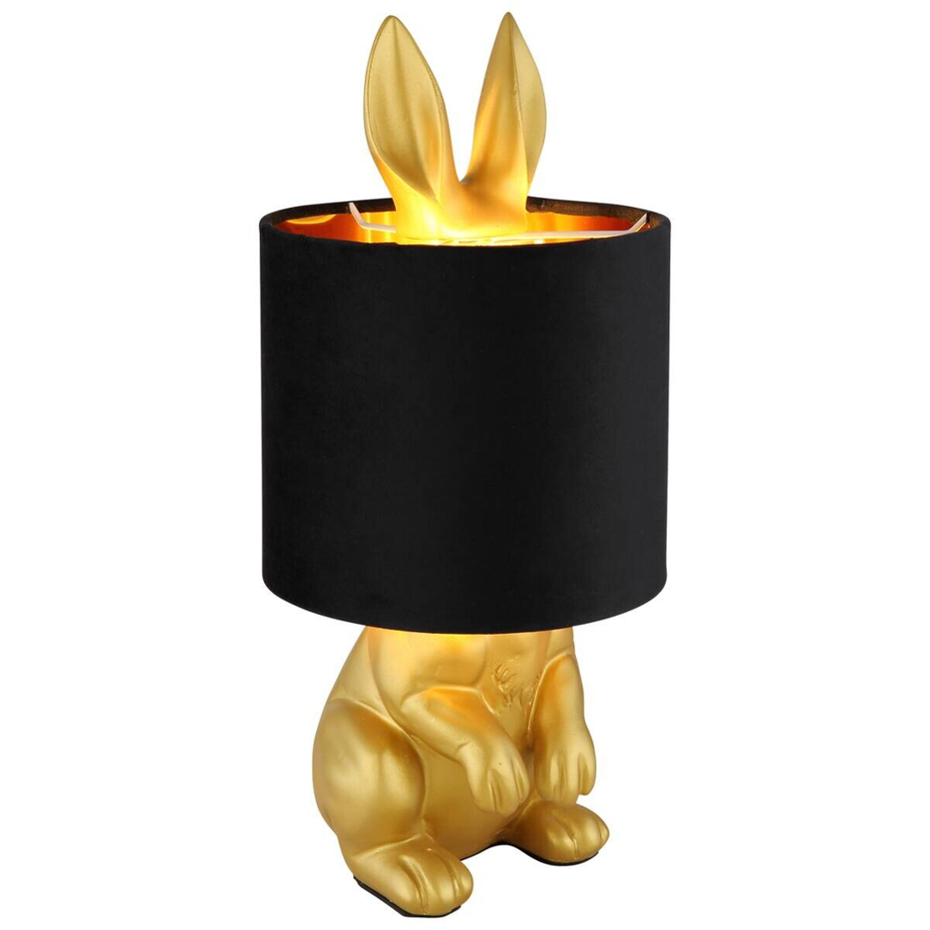 GLOBO Tischleuchte schwarz gold Samt Kunststoff H/D: ca. 41x18 cm E27 1 Brennstellen