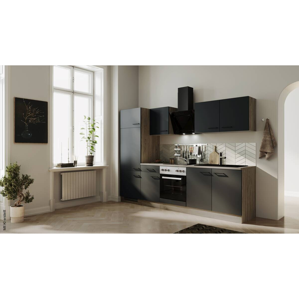 Küchenblock Capri schwarz matt B/T: ca. 270x60 cm